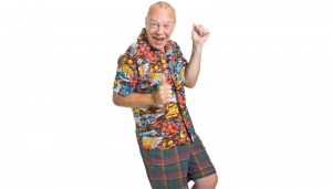 senior wearing funny clothing