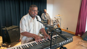 After many ups and downs, Sam Wynn, 63, is back on playing  keyboards.  He also helps homeless, youths and less-fortunate people around town. Photo courtesy of Rescue Mission.