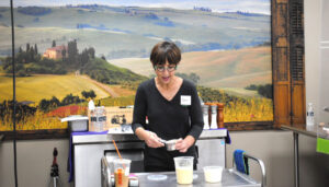 Cooking instructor Donna Pascarella teaches a fettuccine-making class at Vince’s Gourmet Imports in North Syracuse. During the pandemic, she created several cooking videos that were emailed to clients and posted online.